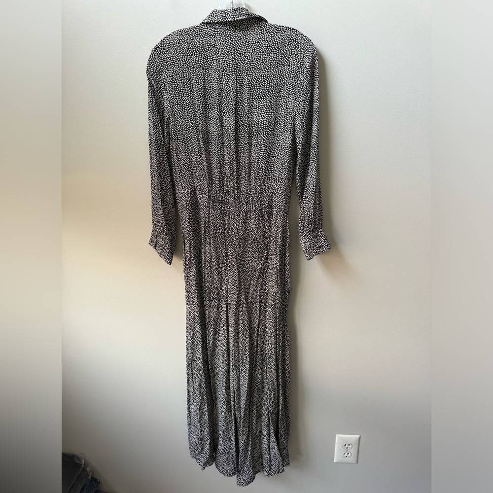 ANTHROPOLOGIE LOVELAND WIDE LEG FLOWY BLACK/WHITE JUMPSUIT - Picture 5 of 8